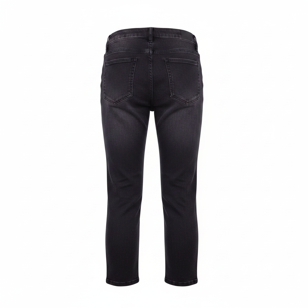 Dark Navy Purple 3/4 Slim-Fit Denim Trousers - Ghost Mannequin Back