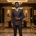 Brown Pinstripe Double-Breasted Suit â€“ Nigerian Model
