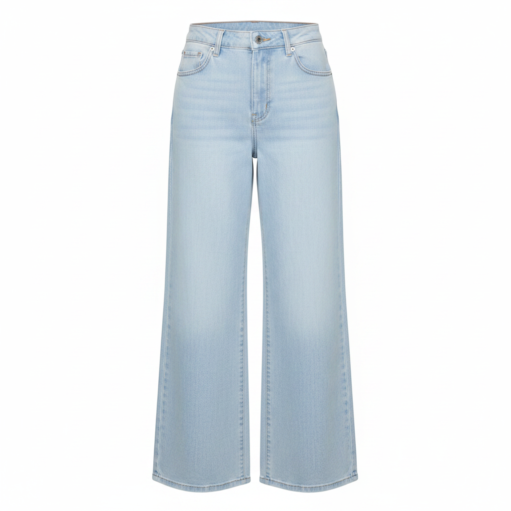 Light Ice-Blue High-Waist Wide-Leg Palazzo Jeans - Ghost Mannequin