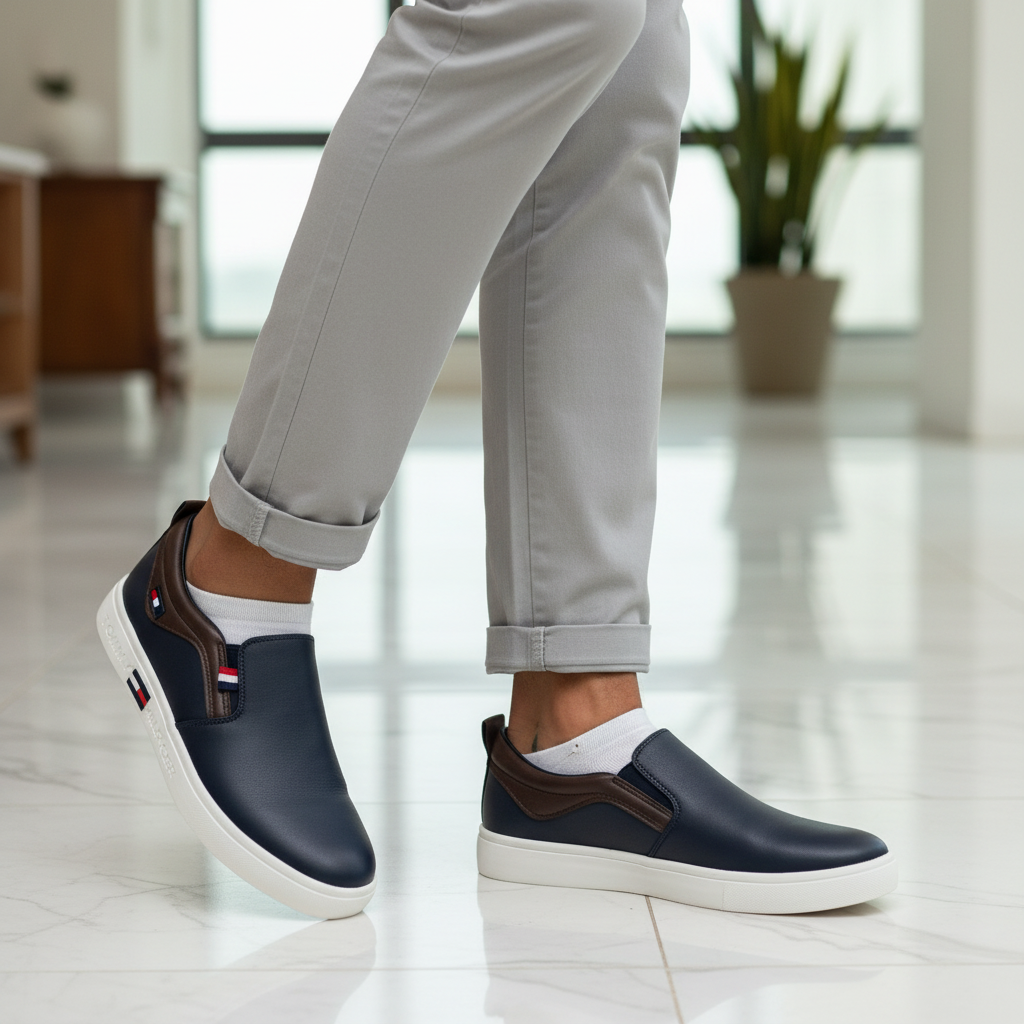 Tommy Hilfiger Men's Navy Slip-On Sneaker – Model Shot