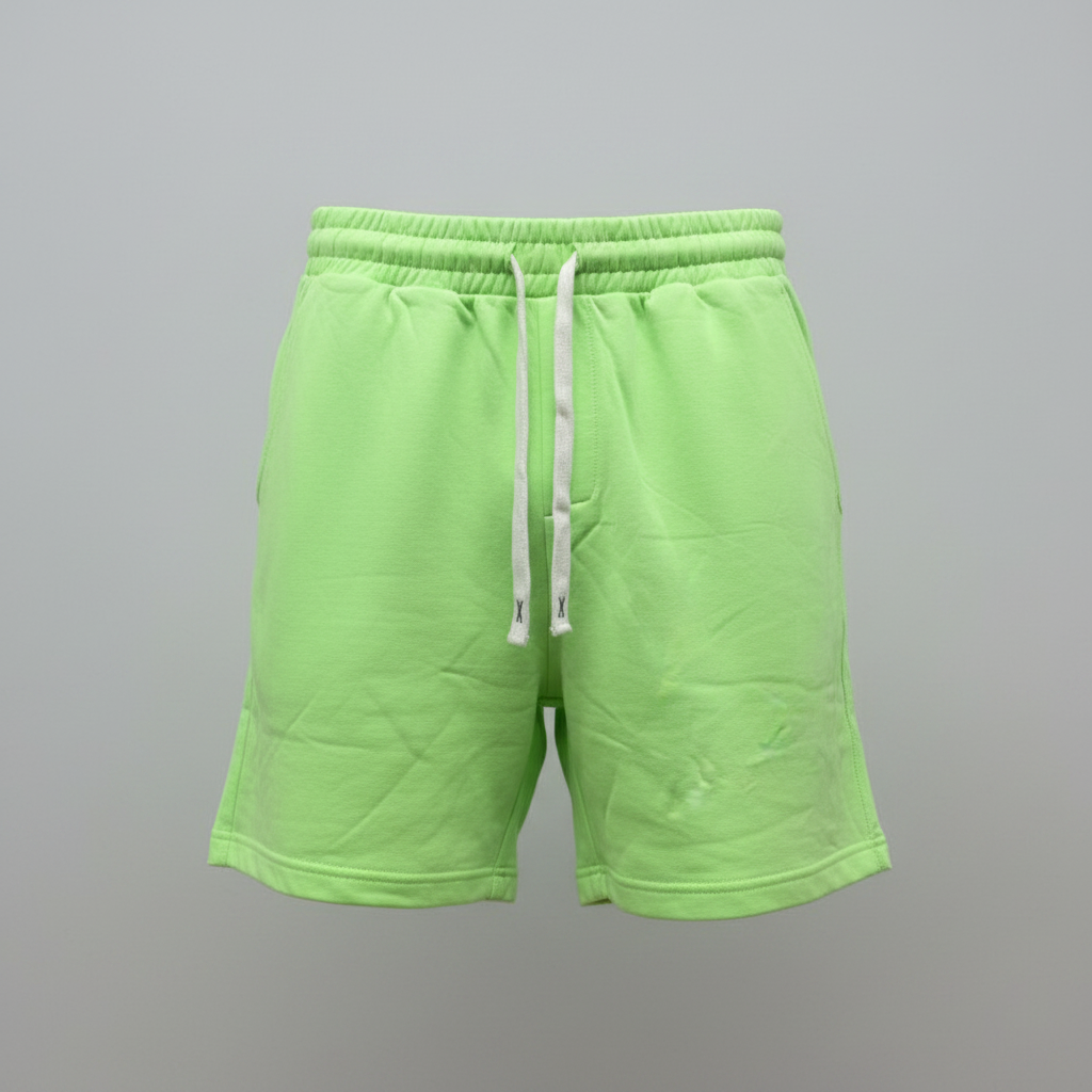 Comfort Luxury Neon Lime Plain Drawstring Sweat Shorts - Ghost Mannequin