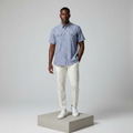 Navy White Gingham Short-Sleeved Shirt - Model Shot