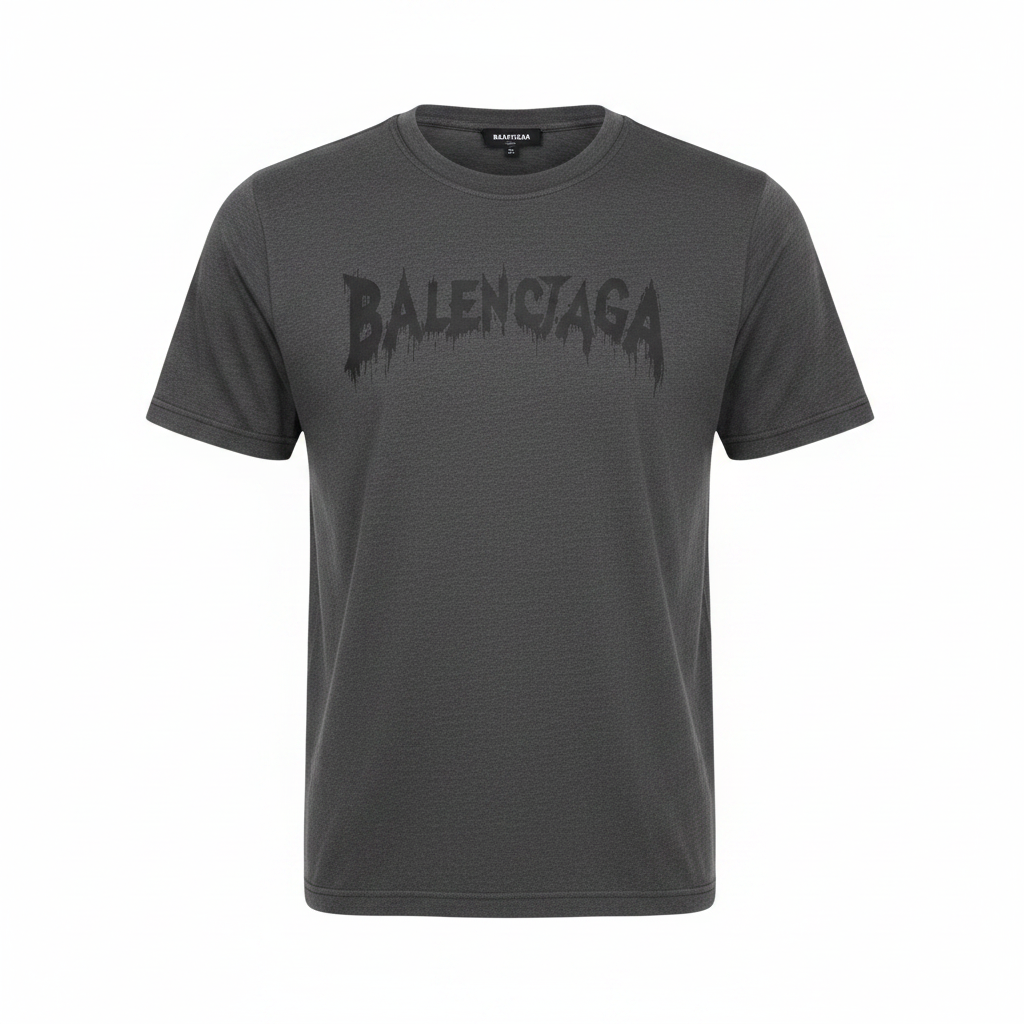Men's Charcoal Grey Gothic Print Crew Neck T-Shirt – Ghost Mannequin Front View