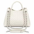 Woven Leather Chain Tote Bag – Cream, Ghost Mannequin