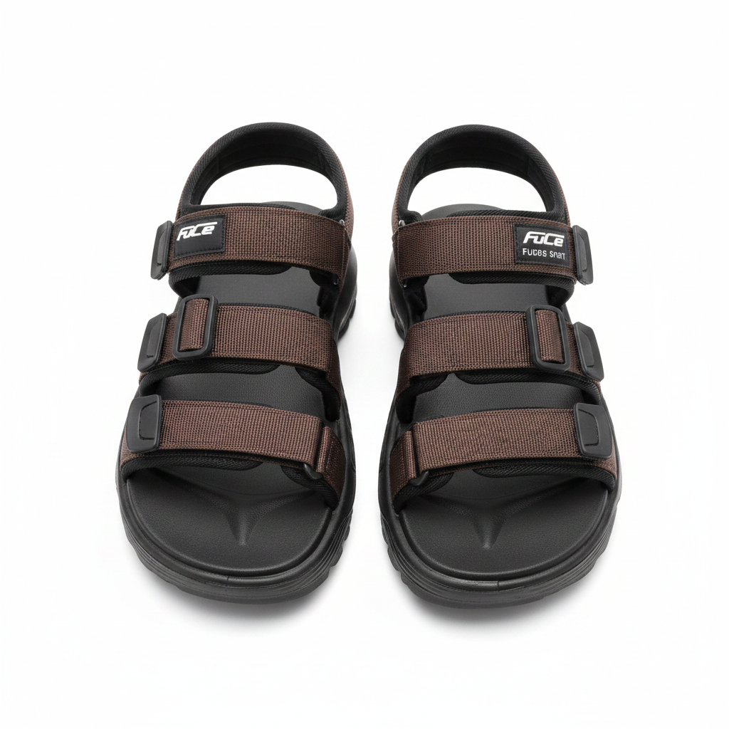 Fuce Triple Velcro Sport Sandal – Dark Brown Ghost Mannequin