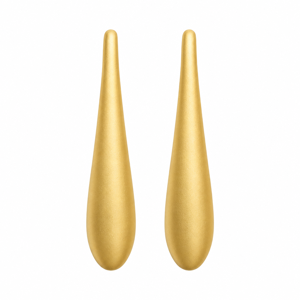 Gold Elongated Teardrop Drop Earrings – Catalog Shot