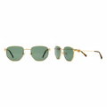 Ghost mannequin view — Geometric Hexagonal Sunglasses Gold Wire, front and side view