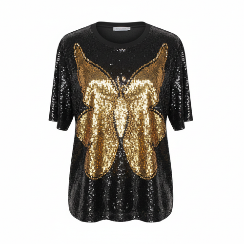 Ghost Mannequin – Gold Butterfly Sequin Top