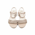 Women's nude rhinestone T-strap flat sandals ghost mannequin pair view