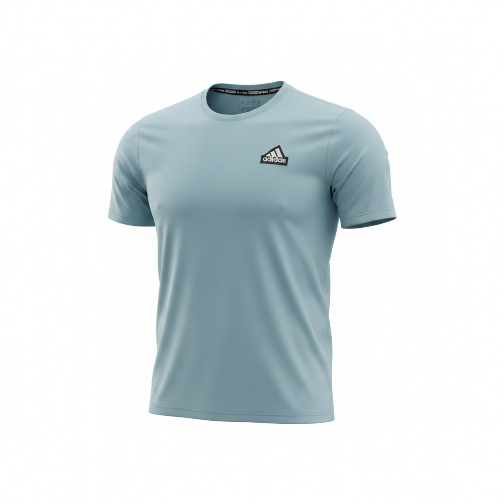 Men's Aqua Blue Sports Crew-Neck Performance T-Shirt – Ghost Mannequin View