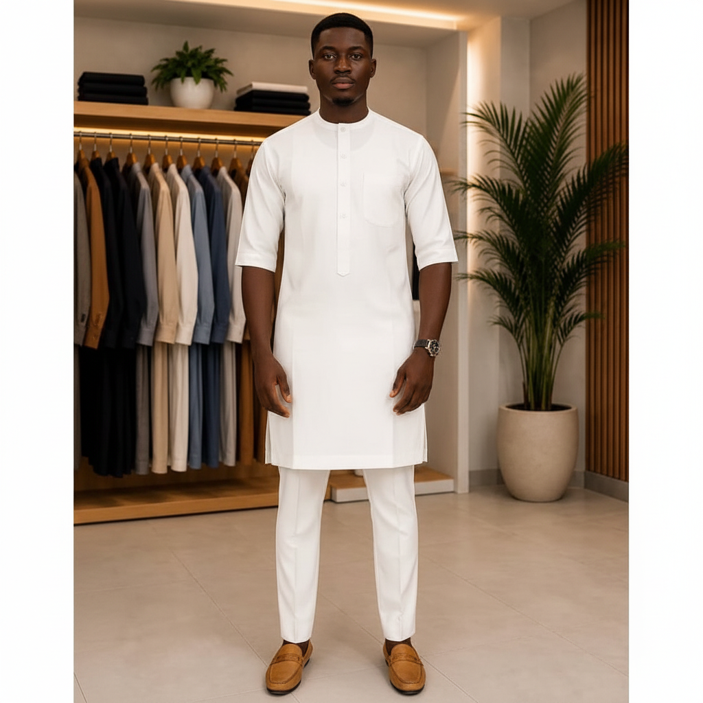 Chukmore White Senator Three-Quarter Sleeve Set - Model Shot
