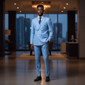 Sky Blue Double-Breasted Suit â€“ Nigerian Model