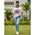 Model Front – White Red Crest Crapo Top
