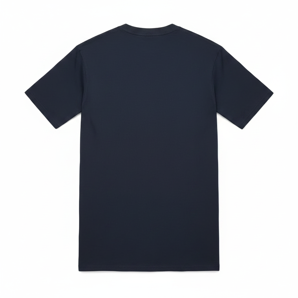 Navy Motorcycle Graphic Short-Sleeved Shirt - Ghost Mannequin Back