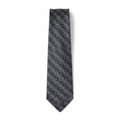 Men's dark charcoal grey tonal geometric diamond dot woven necktie flat lay product shot