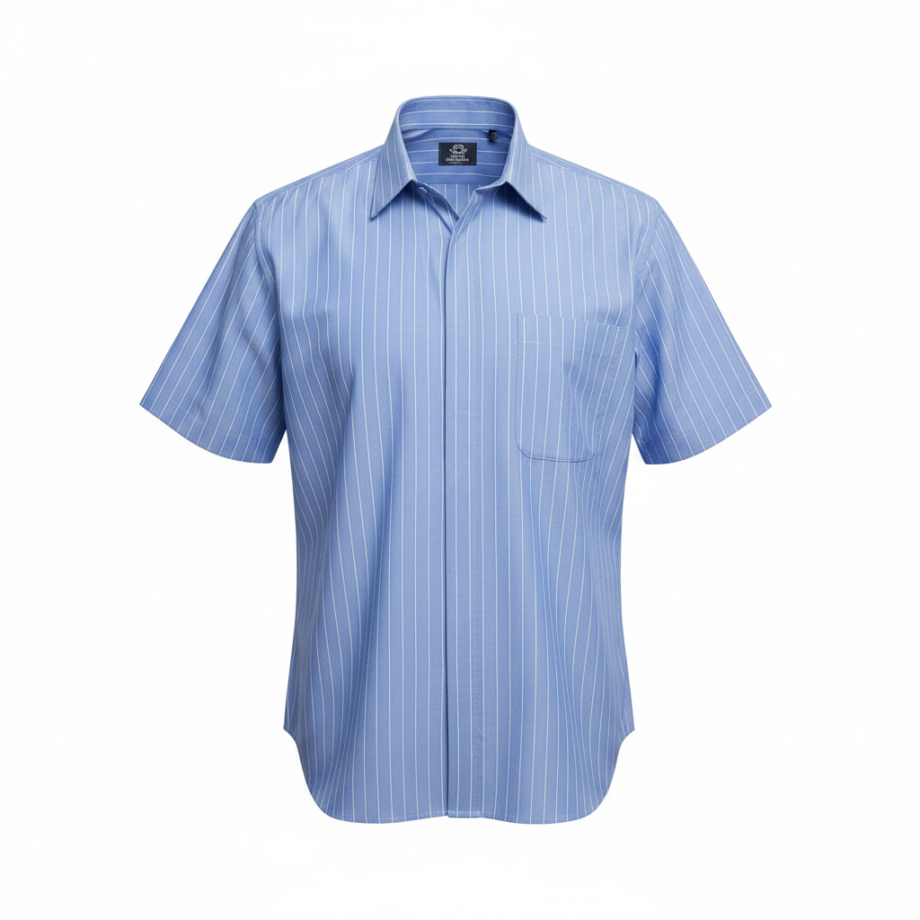 Blue Pinstripe Short-Sleeved Shirt - Ghost Mannequin