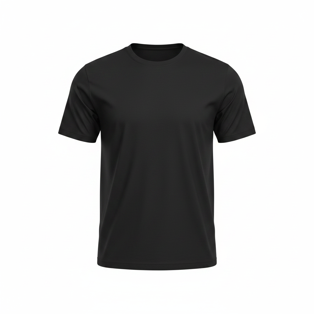 Unisex Plain Black Crew-Neck T-Shirt – Ghost Mannequin View