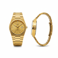 Full gold champagne tapisserie dial dress watch — front and side view
