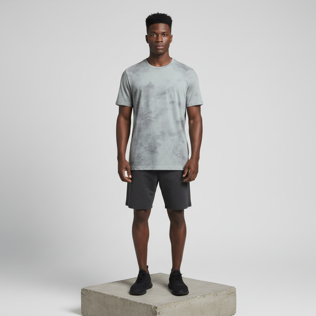 Grey Cloud Dye Athletic T-Shirt - Model Shot
