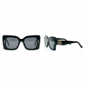 Ghost mannequin view — Oversized Square Cat-Eye Sunglasses Black Gold, front and side view