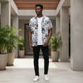 Botanical Print Short Sleeve Shirt – Model Shot