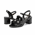 Women's Black Patent Floral Crystal Block Heel Sandal – Ghost Mannequin
