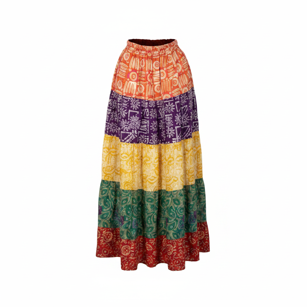 Ghost Mannequin – Multicolour Patchwork Tiered Maxi Skirt