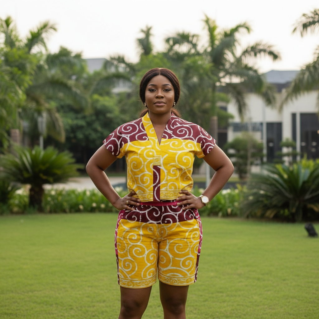 Ankara two-piece set front model view