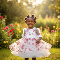 Girls Floral Tulle Party Dress - Model Shot