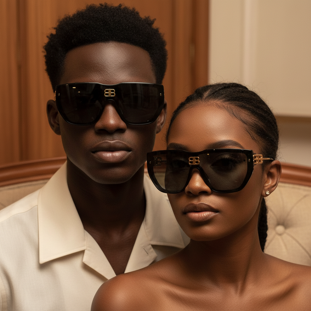 Oversized Shield Sunglasses – Unisex Model Shot Together