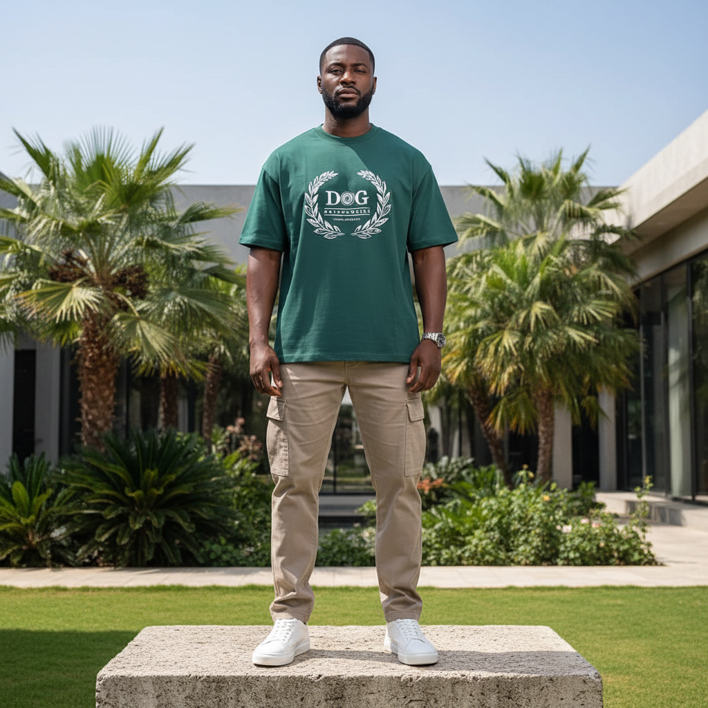 Green DOG Drienandius Laurel Wreath Crest Short-Sleeved Shirt - Model Front