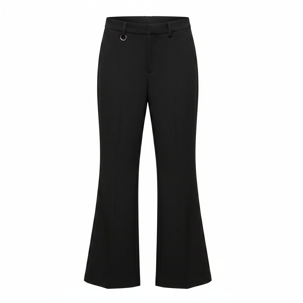 Women's Black Wide-Leg Palazzo Trousers – Ghost Mannequin Front View