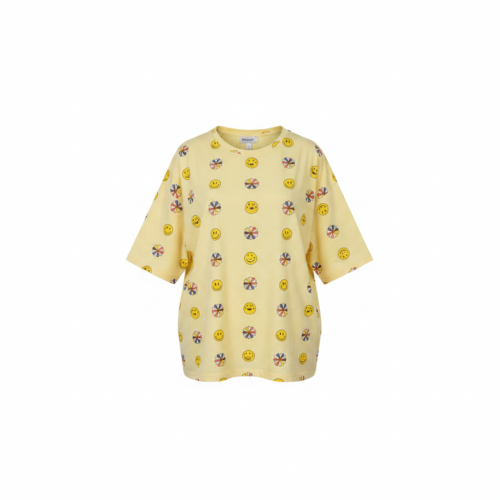 Women's Yellow Smiley Print Tee — Ghost Mannequin