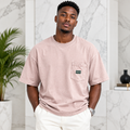 Blush Pink Chest Pocket Tee Dusty Rose – Model Shot