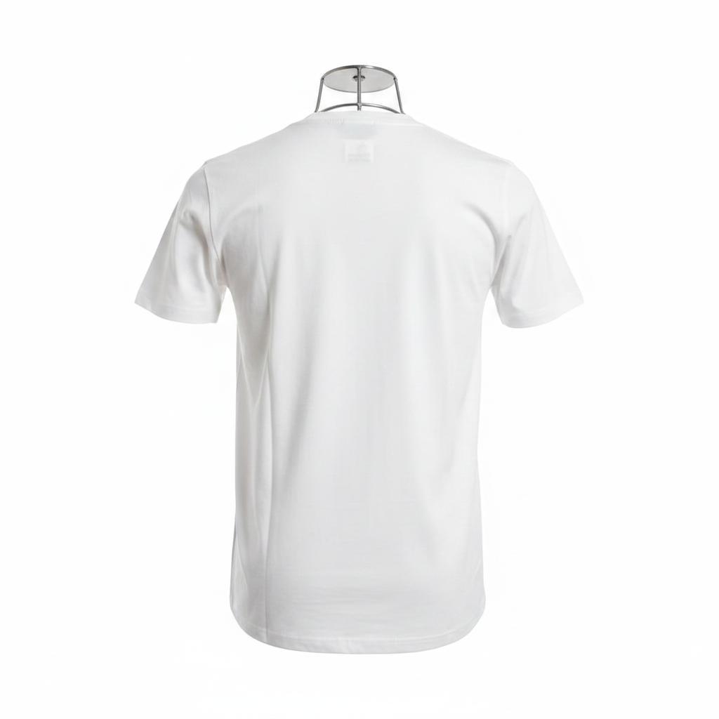 Ghost mannequin back view of white T-shirt