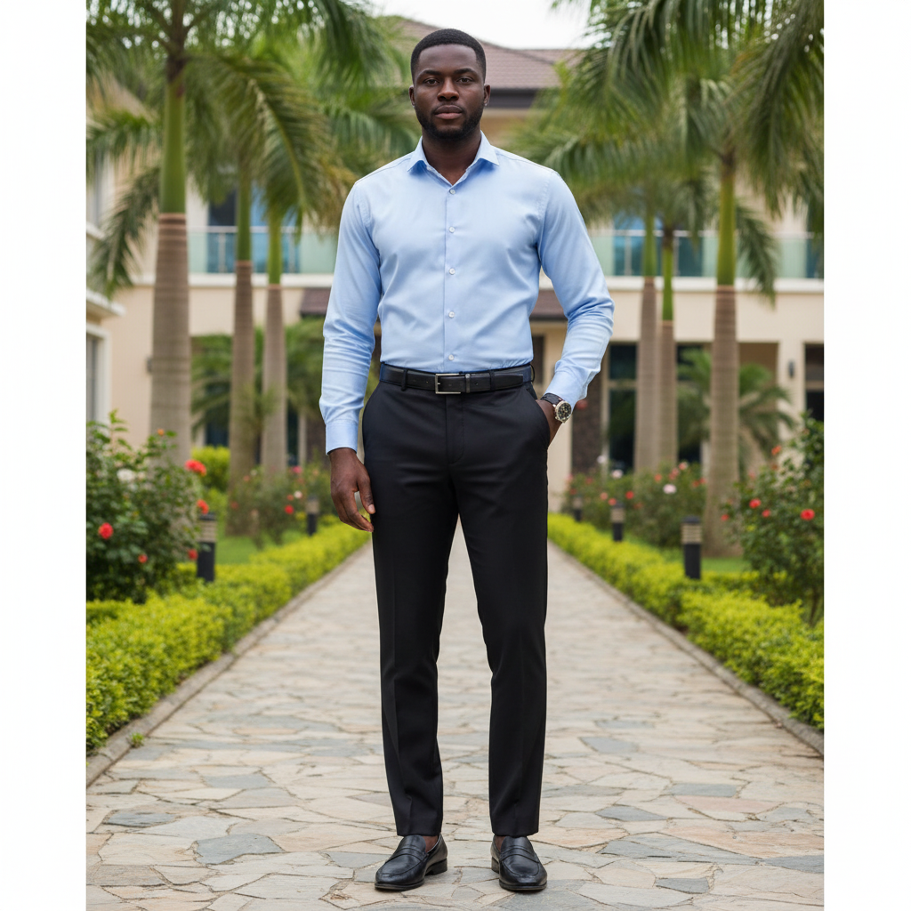 Men's Slim Dress Trousers – Model Shot Black