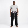 Adult Black model wearing black joggers with burgundy waistband, generated preview