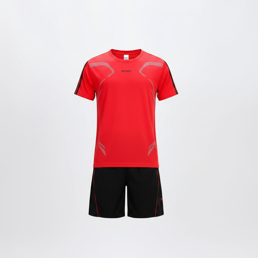 Red Graphic Sports Set - Ghost Mannequin Front