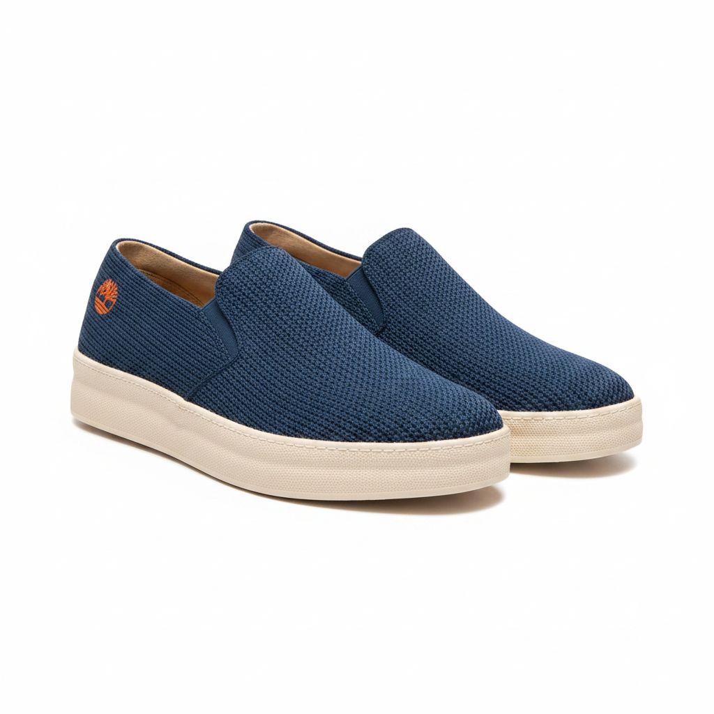 Men's slip-on sneakers ghost mannequin view showing full pair