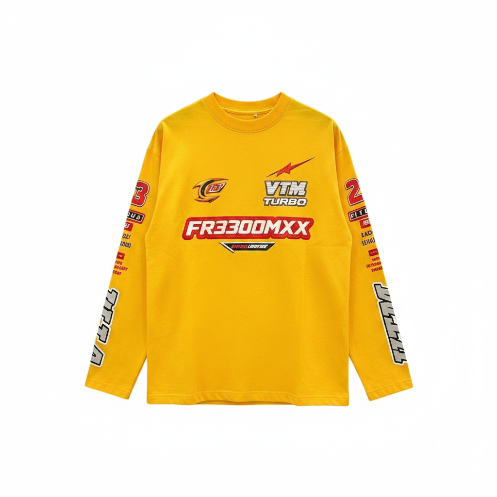 Men's Yellow Motorsport Racing Graphic Long-Sleeve T-Shirt – Ghost Mannequin