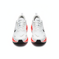 Pair of ZOOMX white sneakers with red soles shown in worn shape with no visible feet