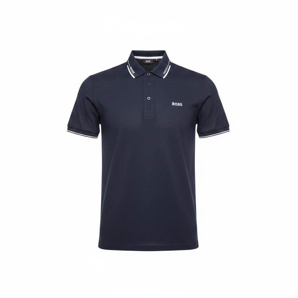 Ghost mannequin navy blue polo shirt