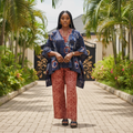 Women's Navy Adire Bubu Set – Nigerian Female Model