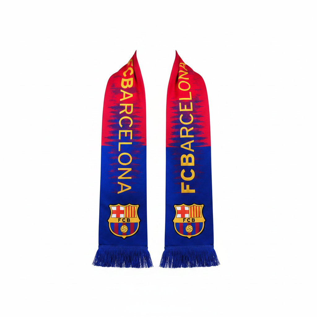 Red to blue gradient football fan scarf ghost mannequin front view