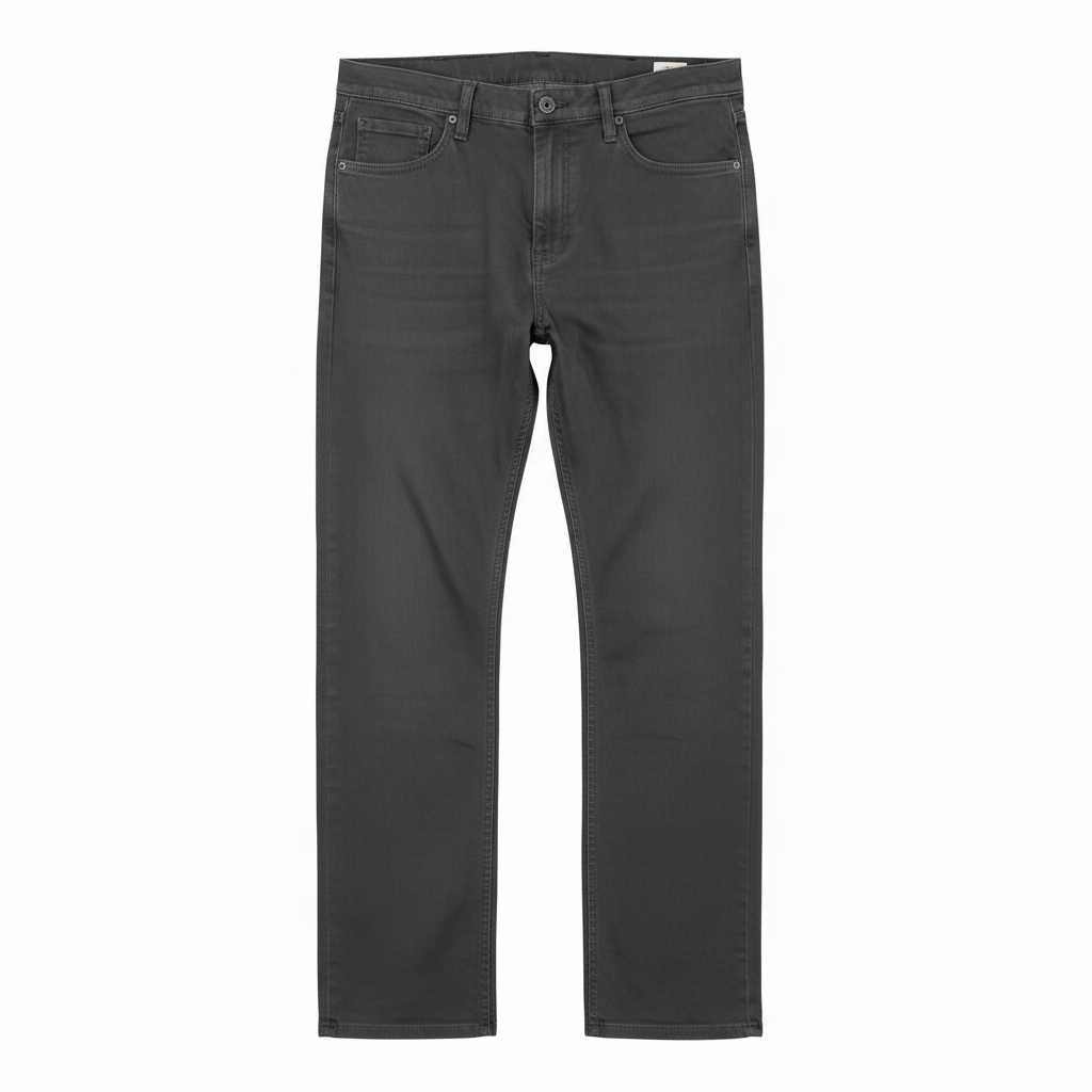 Ghost mannequin view of Men's Dark Grey Straight-Leg Chino Jeans