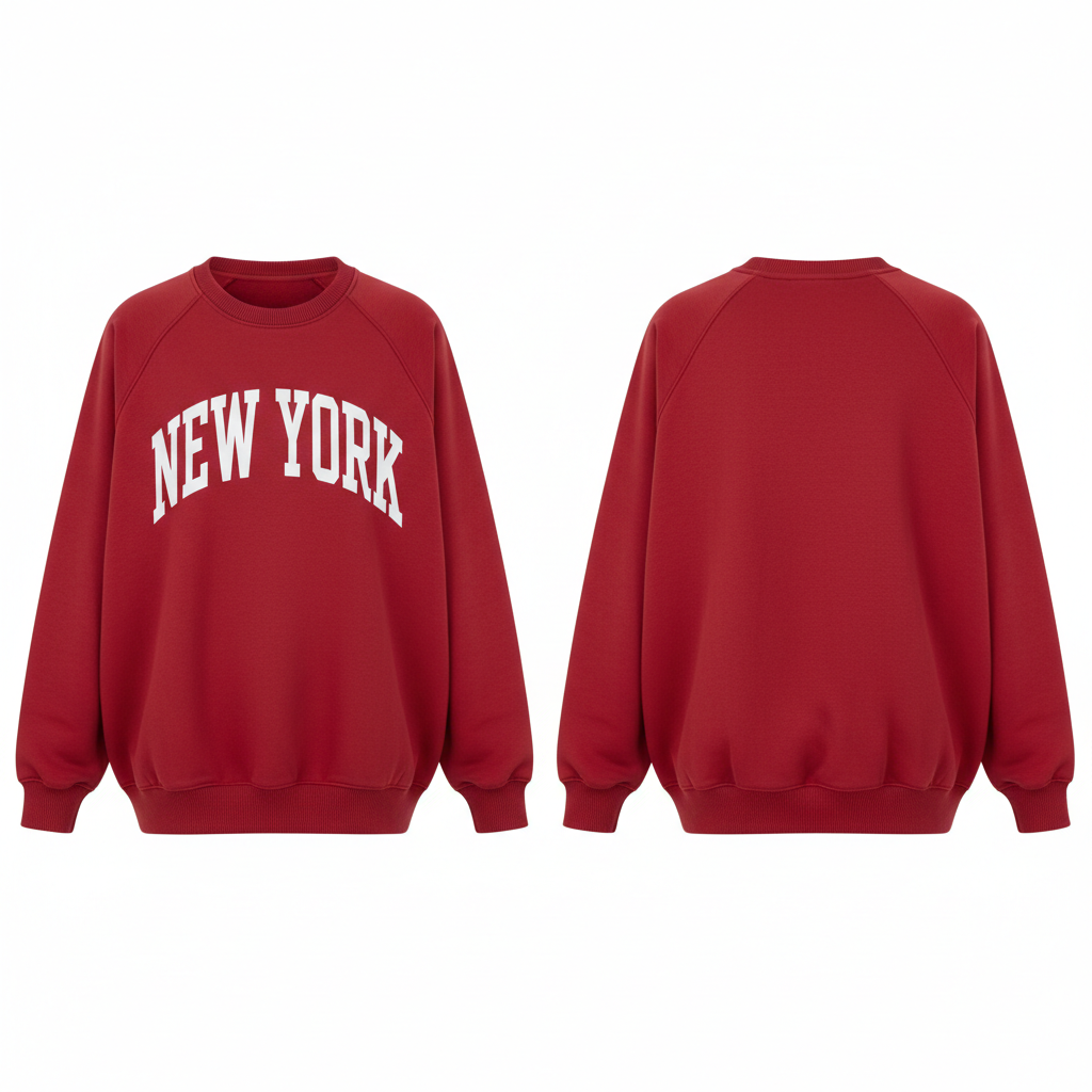 Men's Red Oversized Sweatshirt – Ghost Mannequin Front and Back View