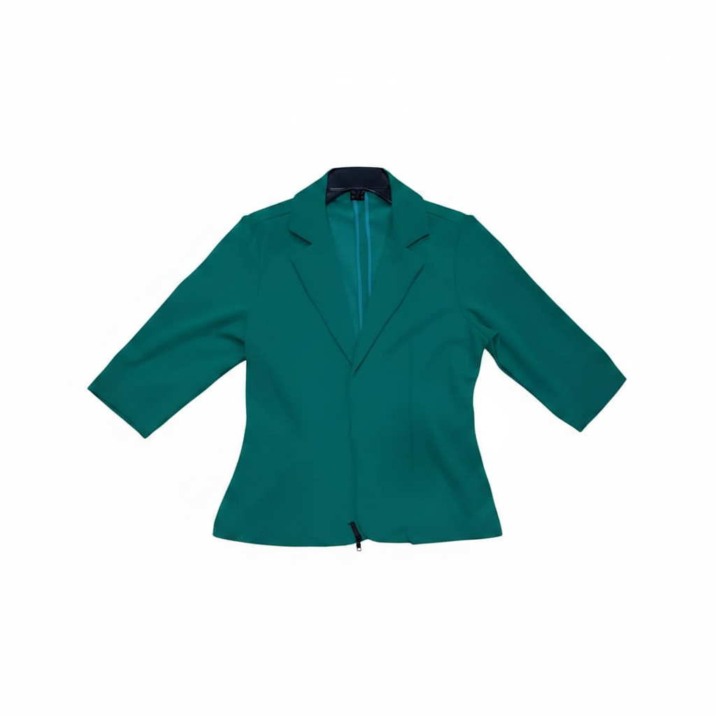 Teal Zip-Up Cropped Jacket - Ghost Mannequin