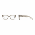 Unisex transparent grey bold square frame optical eyeglasses – front and side view on white background
