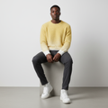 Yellow White Ombré Fluffy Knit Sweater - Model Front Male