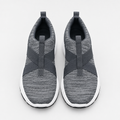 Grey and charcoal slip-on sneaker pair on a clean background